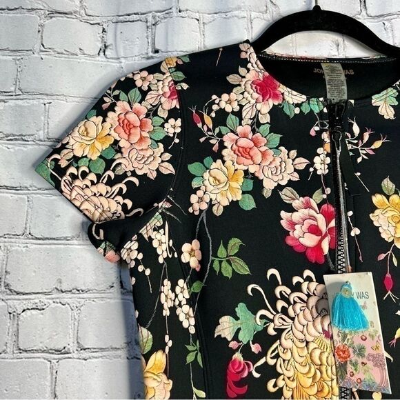 Johnny Was black floral neoprene one piece swimsuit size small New - Picture 3 of 8